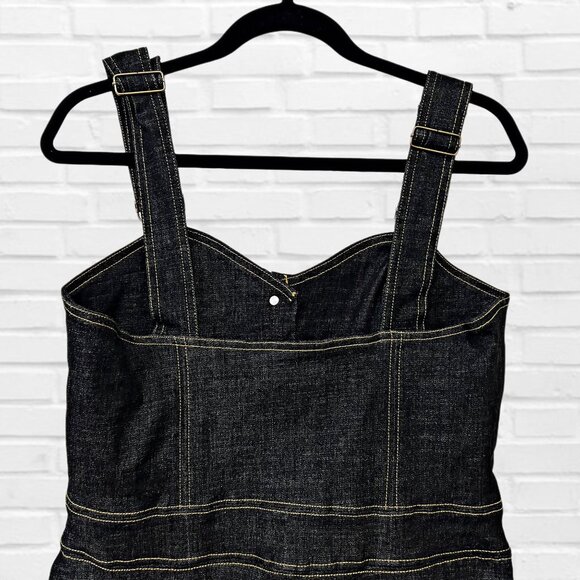 Unique Vintage Western Denim Overalls Baggy Wide Leg Pants Stretchy Button Up - Picture 7 of 13